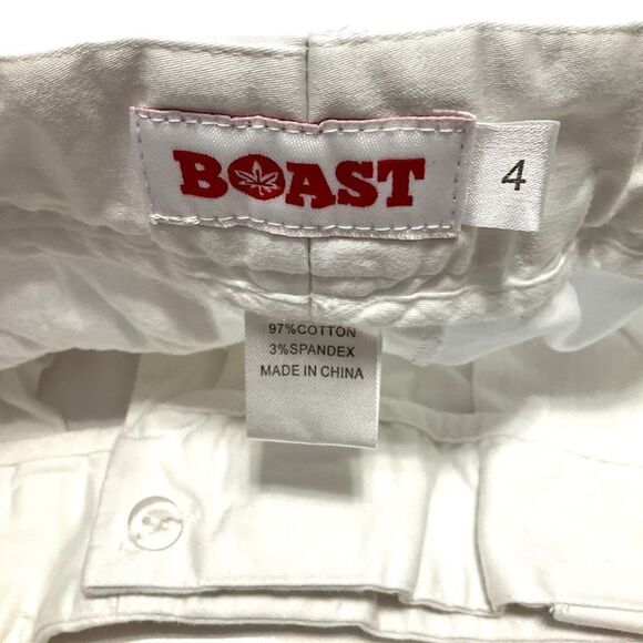 Boast Shorts, White w Mustard Edging and Gold “Leaf” Sailor Buttons, 4 - Picture 2 of 8